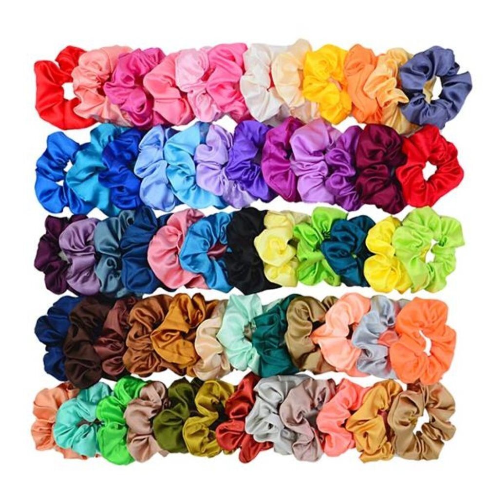 Satin Hair Scrunchies 60 Colors Elastic Ponytail Holders
